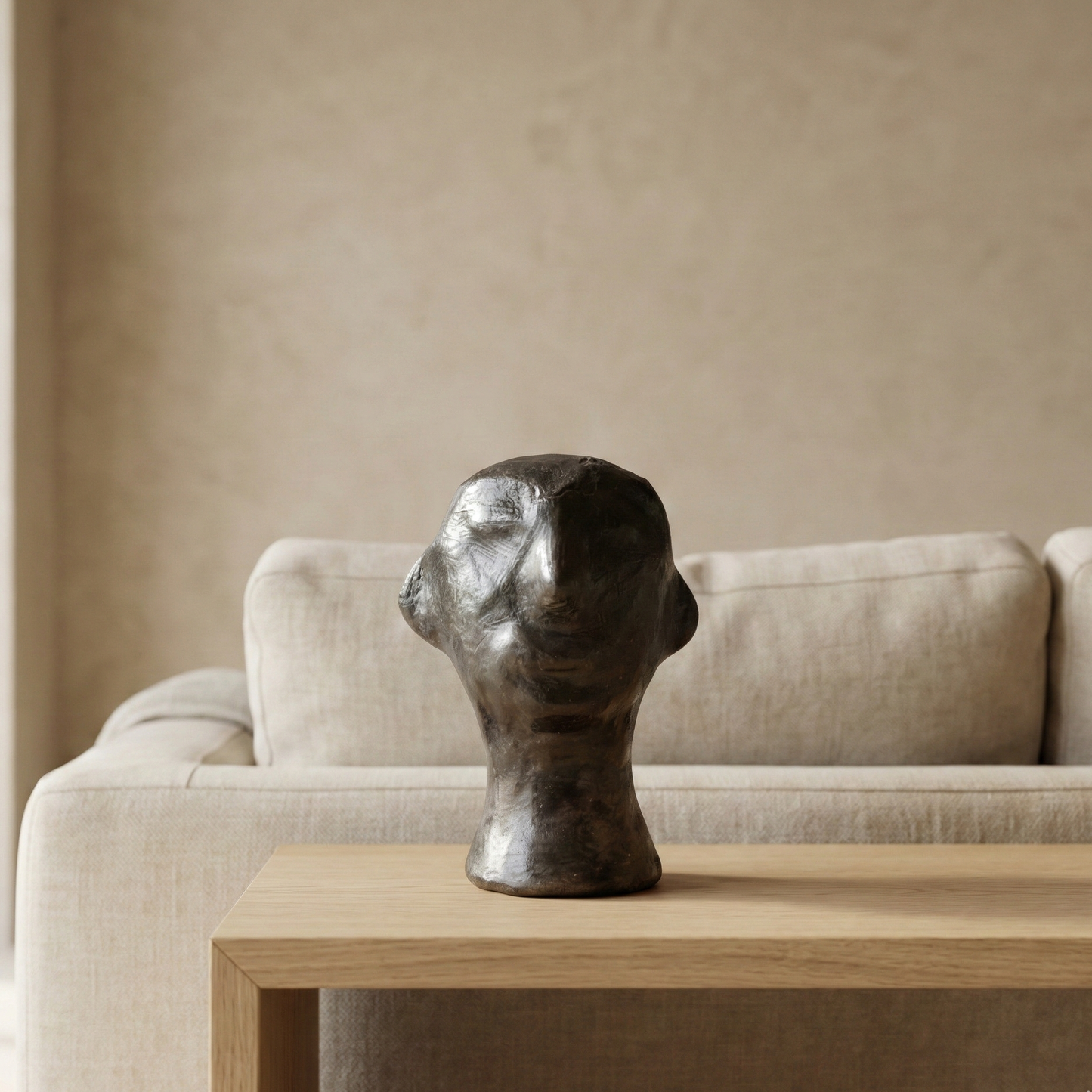 sejnane face statue on a table