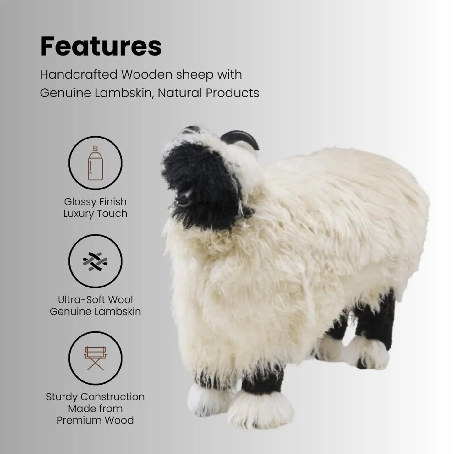 Wooden Sheep (Black Nose)