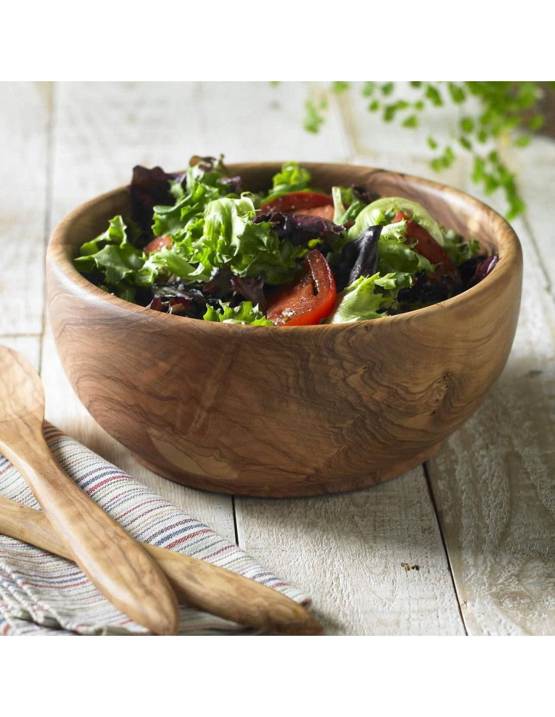 Olive Wood Salad Bowl + (Fork & Spoon)