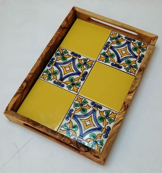 Handcrafted Ceramic Olive Wood Tray