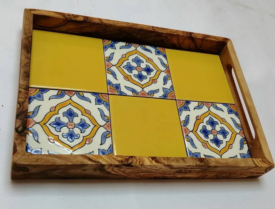 Handcrafted Ceramic Olive Wood Tray