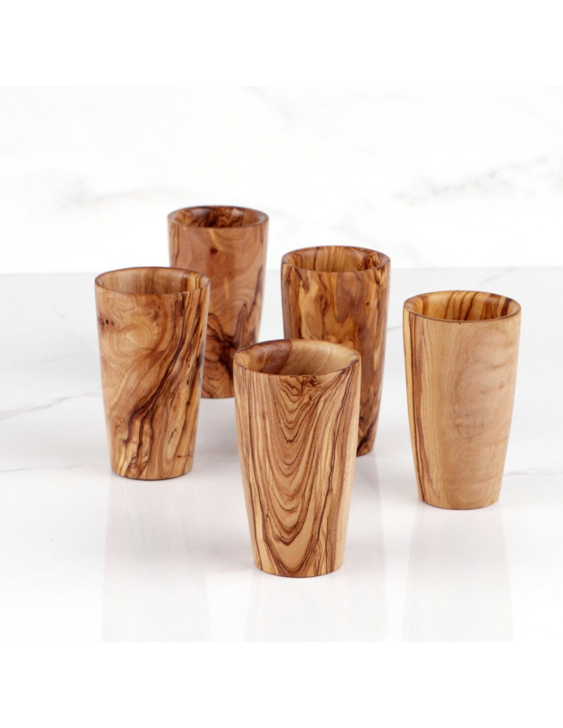 Set of 5 Rustic Olive Wood Cups