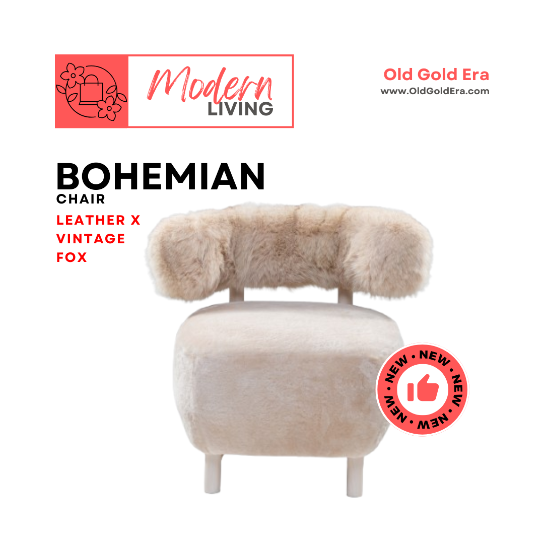 Handmade shaved lambskin and vintage fox fur chair styled in a premium living room, adding warmth, texture, and artisan elegance.